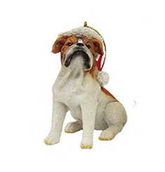 Dog in a Santa Hat Ornament - Bulldog - The Country Christmas Loft