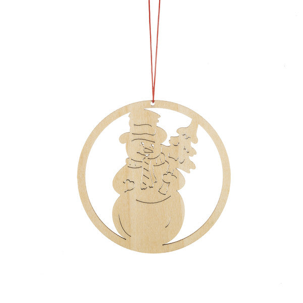 Wooden Holiday Icon Ornament - Ring - Snowman - The Country Christmas Loft