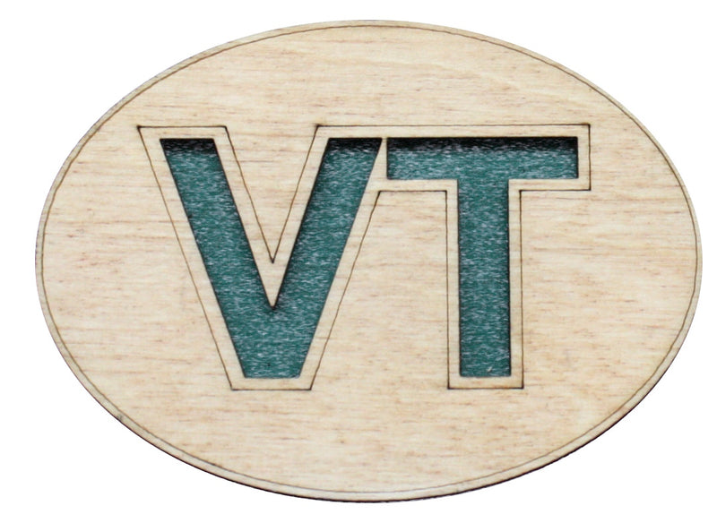 Vermont Oval Green VT Wooden Magnet