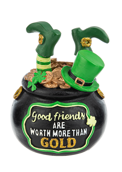 Wiggle Leg Leprechaun Figurine - Good Friends are Worth More than GOLD