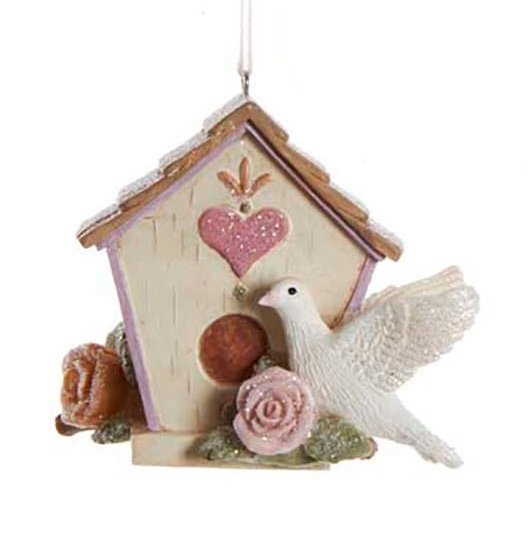 Flower Birdhouse With Dove Ornament - Classic - The Country Christmas Loft