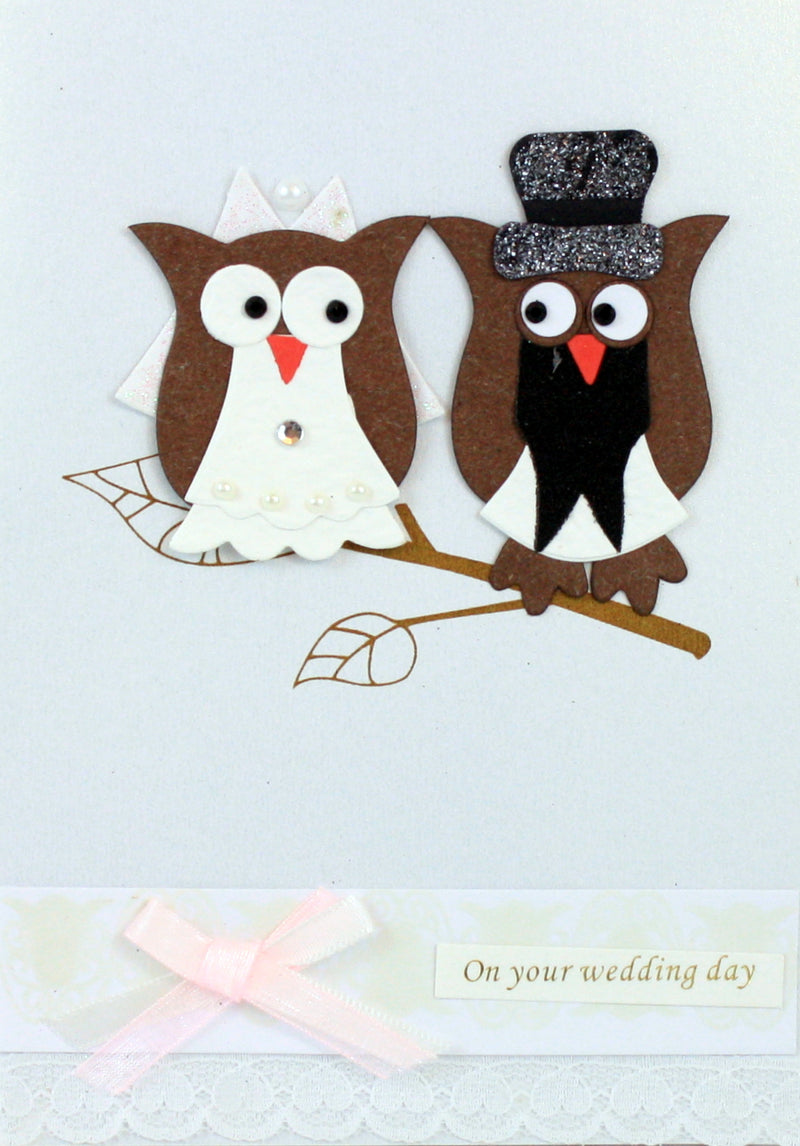 Handmade Embellished Card Collection - Wedding Day Owl Couple