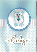 Handmade Embellished Welcome Baby Card - Blue Owl