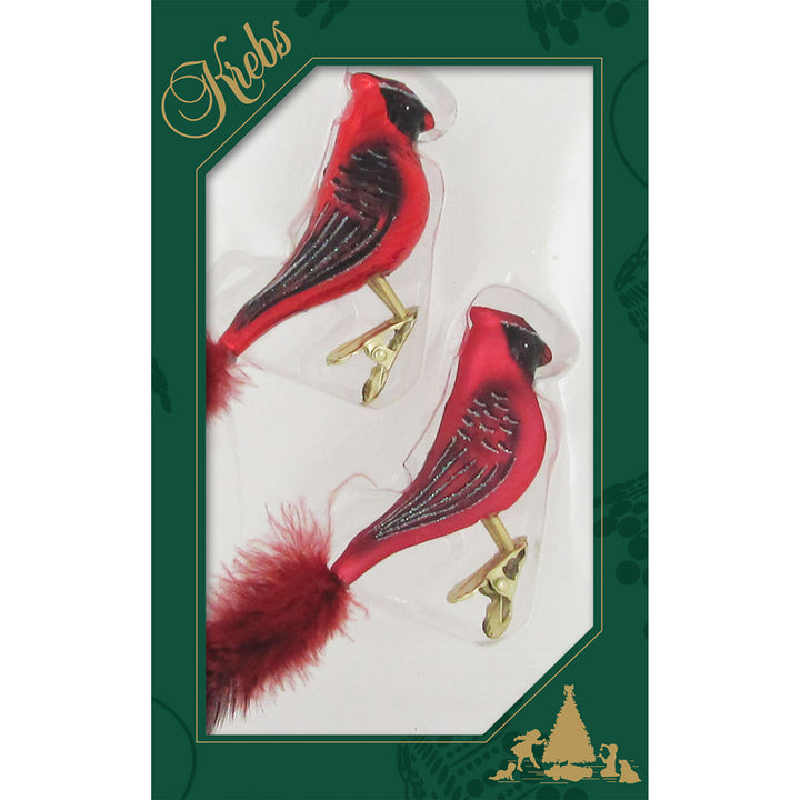 Glass Red 6" Clip-On Cardinals - 2 Pack - The Country Christmas Loft