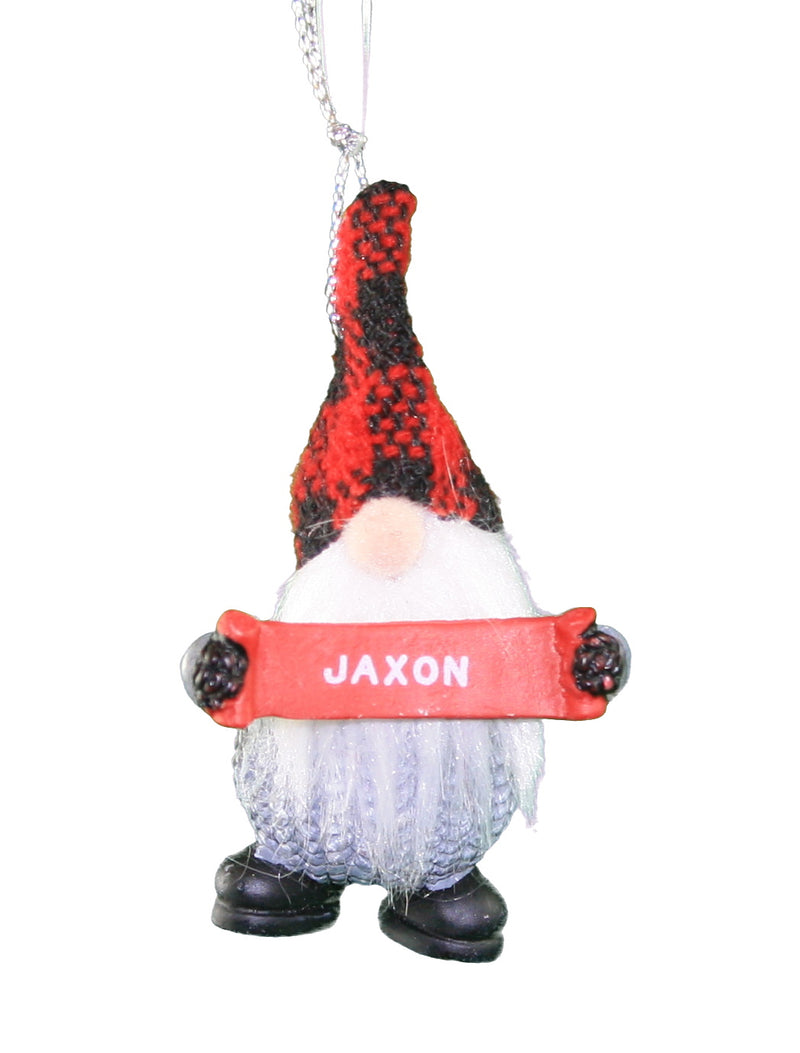 Personalized Gnome Ornament (Letters J-P) - Jaxon - The Country Christmas Loft