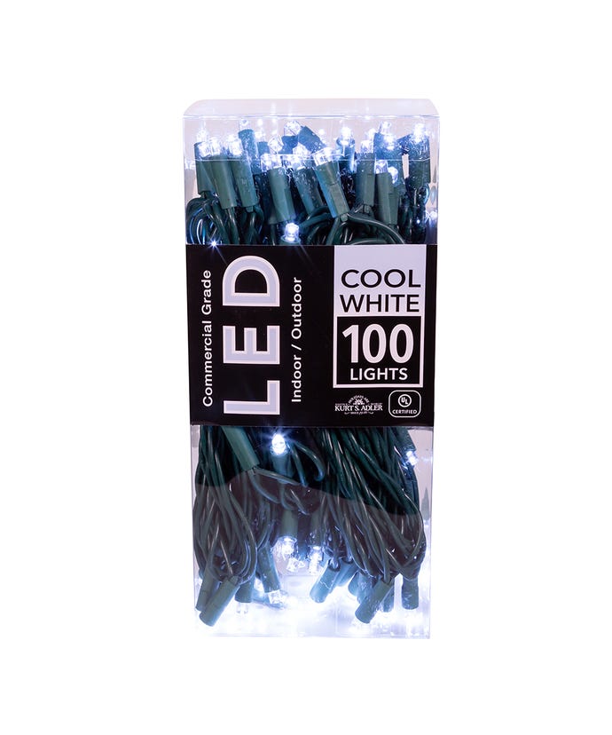 100-Light 5mm Cool White LED Green Wire Light Set - The Country Christmas Loft