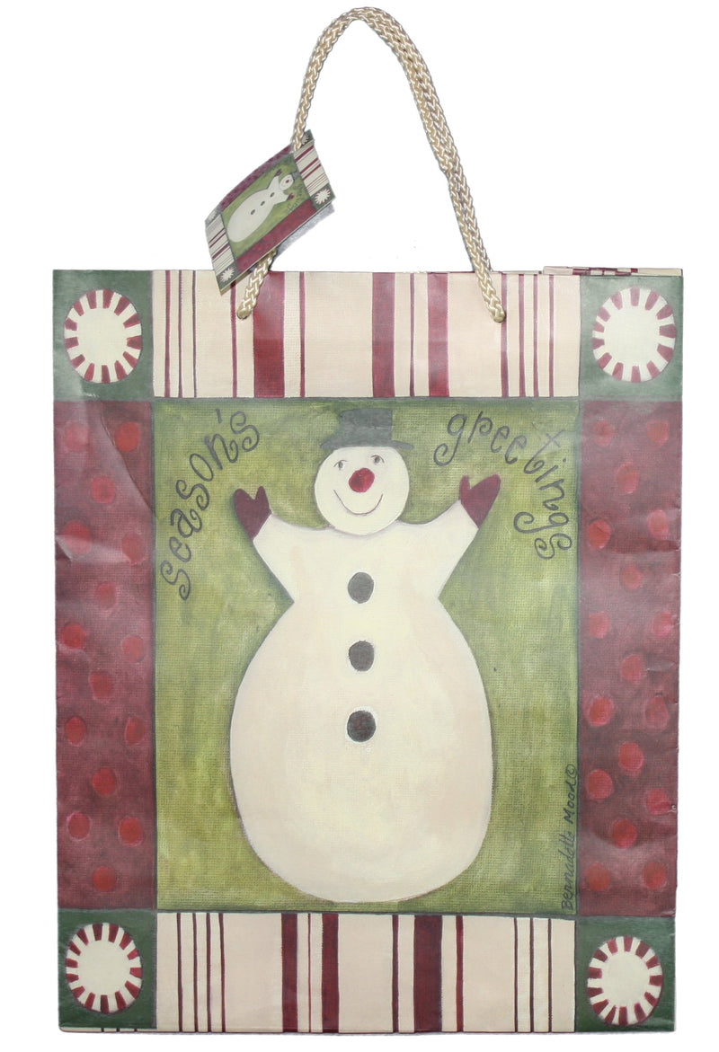 Season's Greetings Snowman Gift Bag - Medium - The Country Christmas Loft