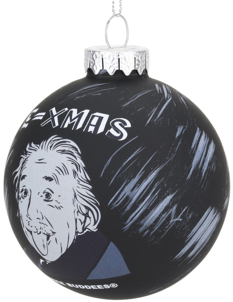 E=Xmas Albert Einstein Glass Christmas Ornament - The Country Christmas Loft