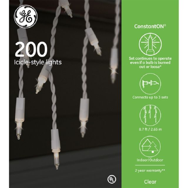 Ge 200 Icicle Lights - Clear - The Country Christmas Loft
