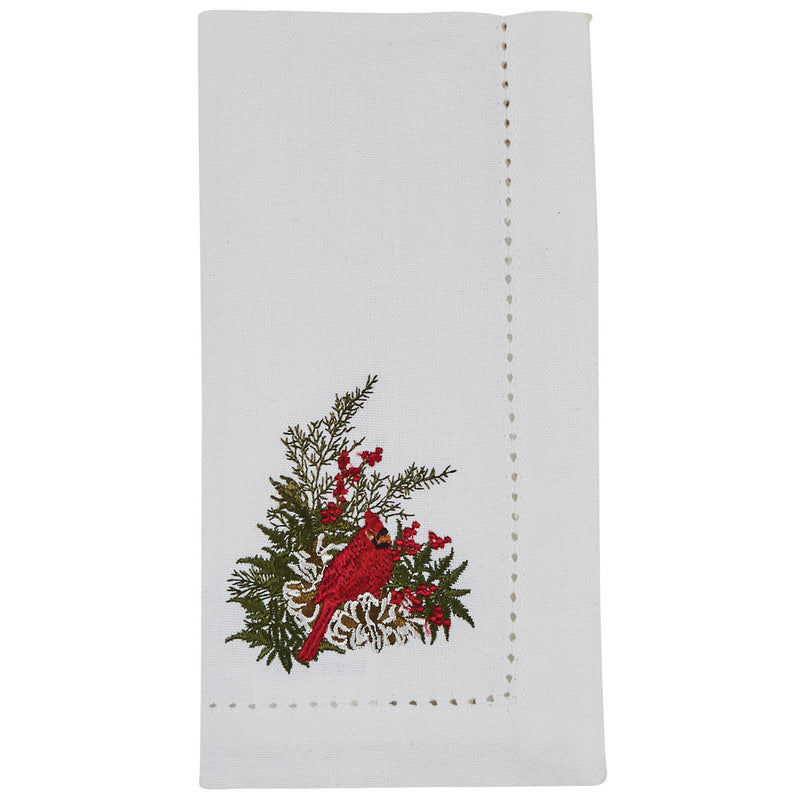 Cardinal Embroidered Napkin - The Country Christmas Loft