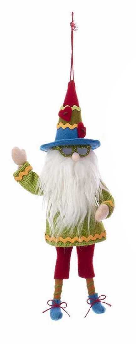 10 Inch Gnome Wearing Sunglasses Ornament -  Green - The Country Christmas Loft