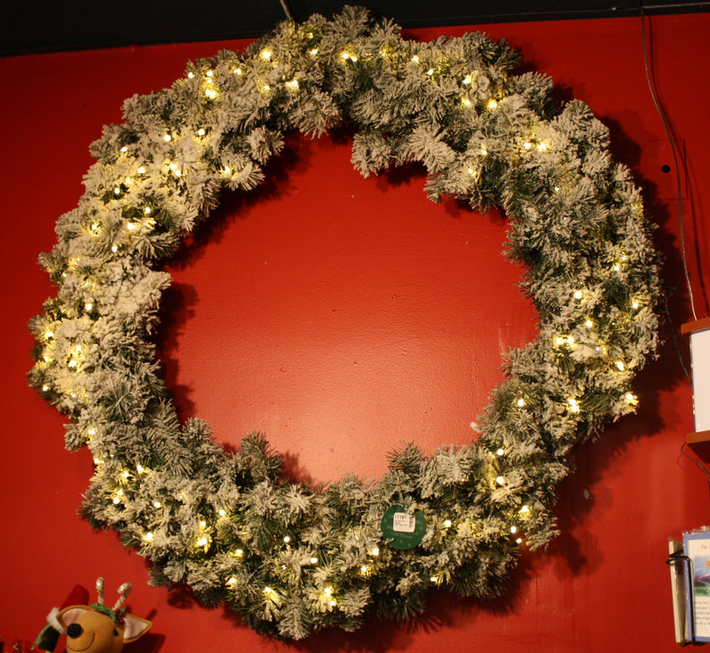 48 Inch PVC Flocked Wreath 150-light LED - The Country Christmas Loft