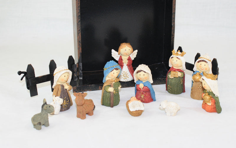 11 Piece mini Nativity Set - Textured - The Country Christmas Loft