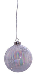 Lighted USB Clear Iridescent Glass Ball Ornament - Streaked - The Country Christmas Loft