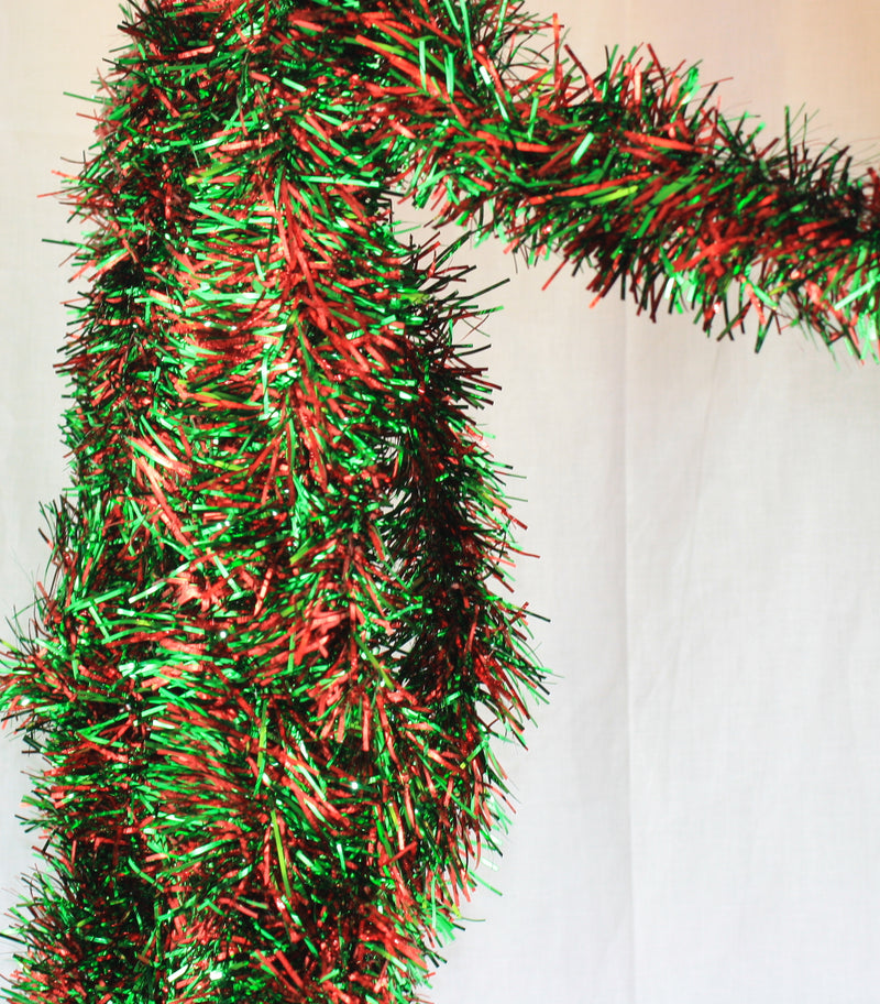 12 foot 5 Ply Deluxe Tinsel Garland - Red/Green - The Country Christmas Loft