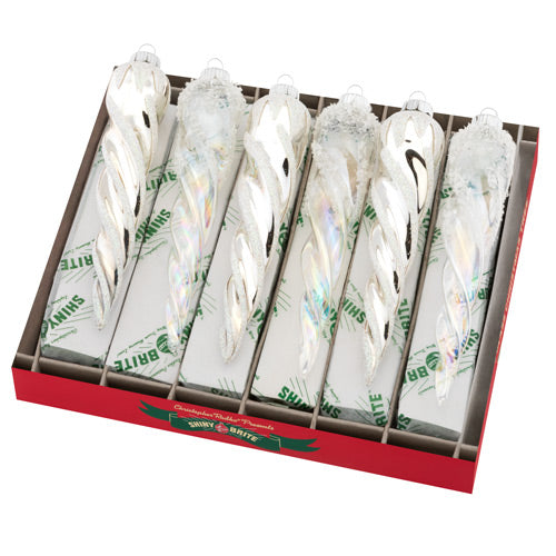 Holiday Splendor 6 Count 6" Glass Icicles - The Country Christmas Loft