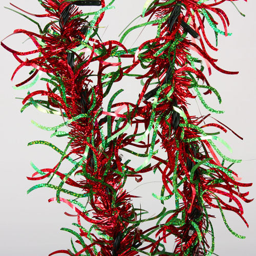 6 Foot Wave Tinsel Garland - Red/Green - The Country Christmas Loft
