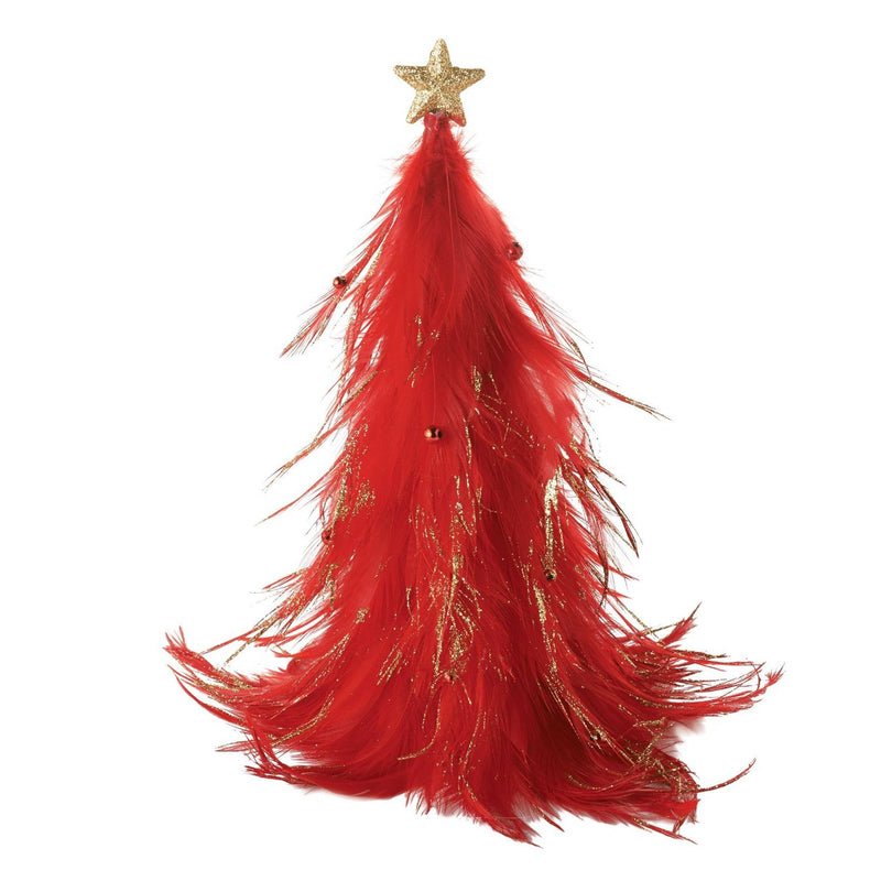 Christmas Basics Red Feather Tree, 9 Inch - The Country Christmas Loft