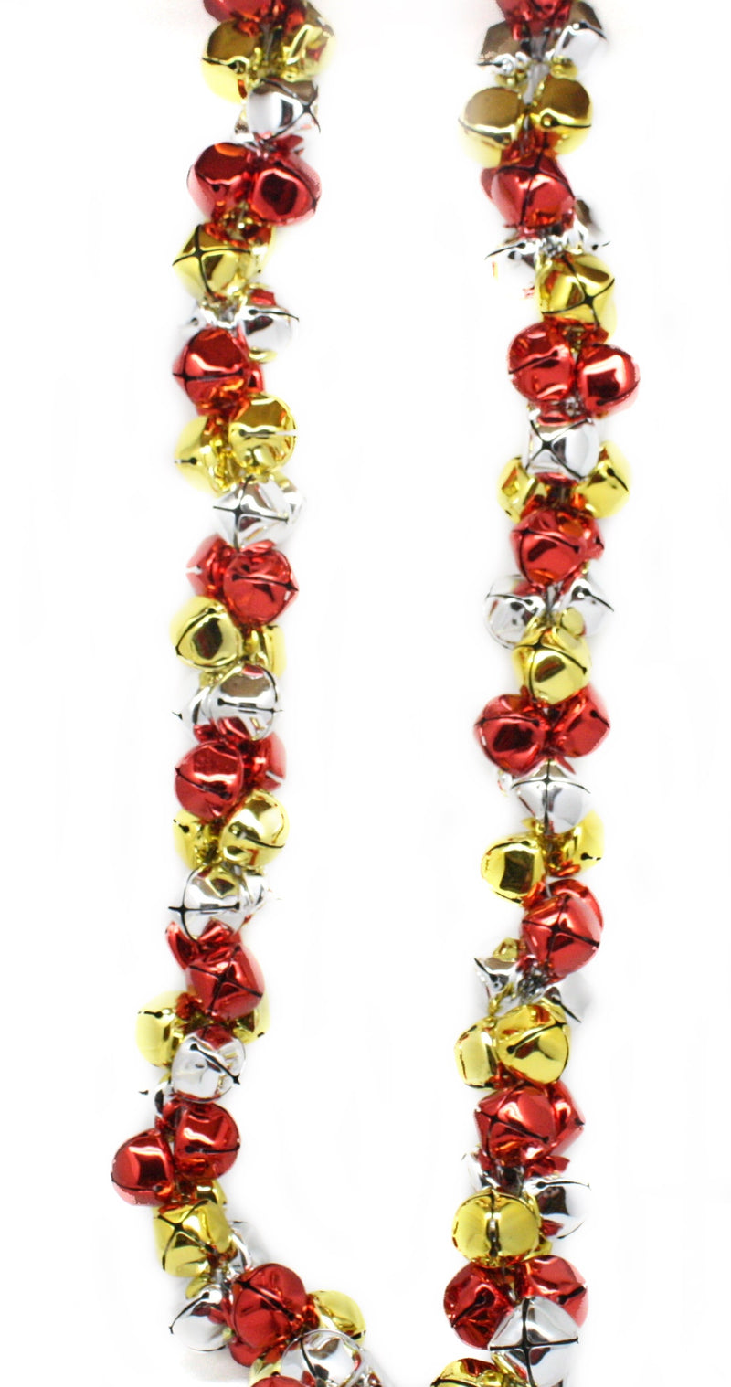 70 Inch Metal Jingle Bell Garland - Red/Gold/Silver