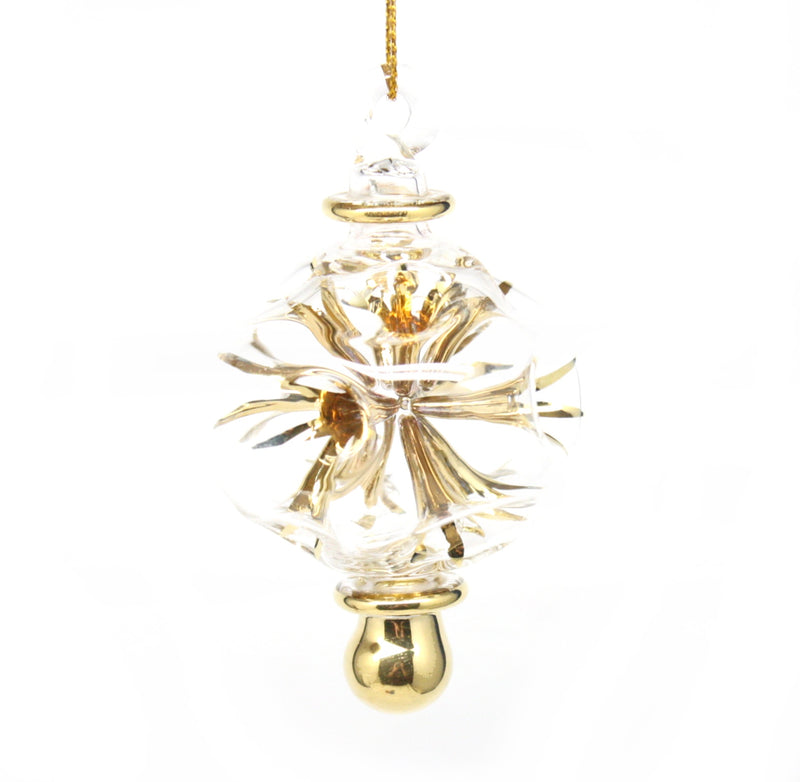 Glass Blown Pierced Ball Ornament - Gold