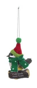 Cozy Bird Ornament - Cold hands warm hearts - The Country Christmas Loft