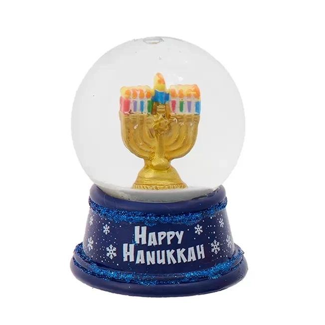 Happy Hanukkah Water Globe - Menorah