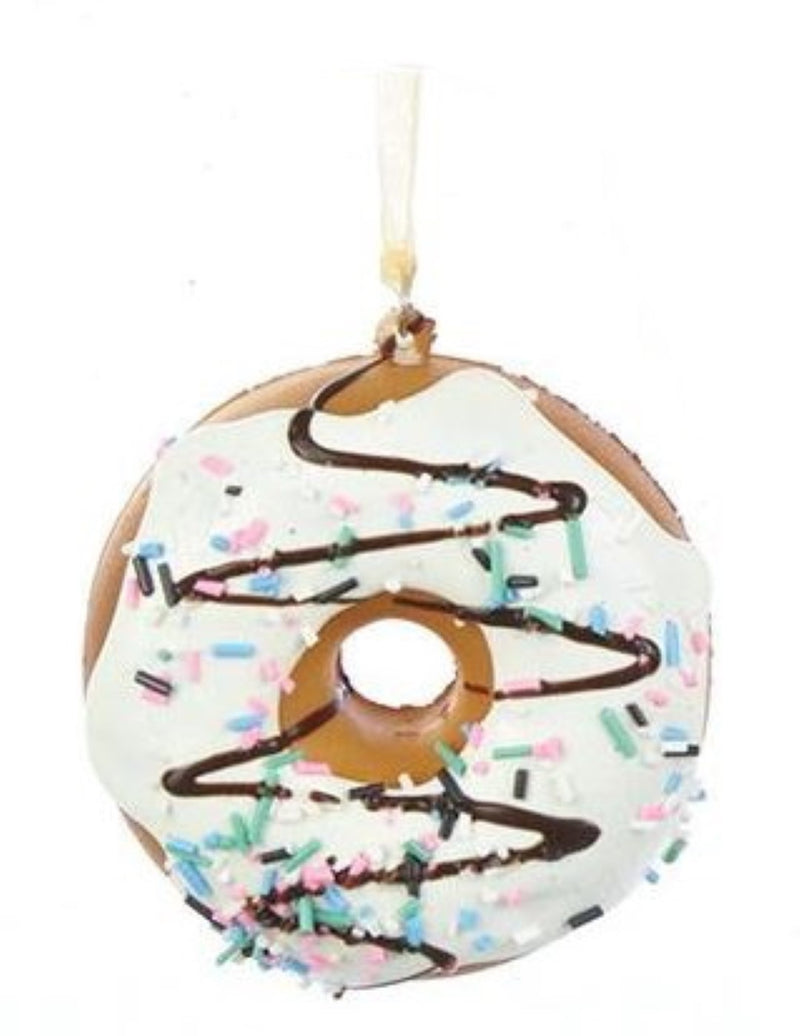 Foam Donut Ornament - Vanilla with Chocolate - The Country Christmas Loft