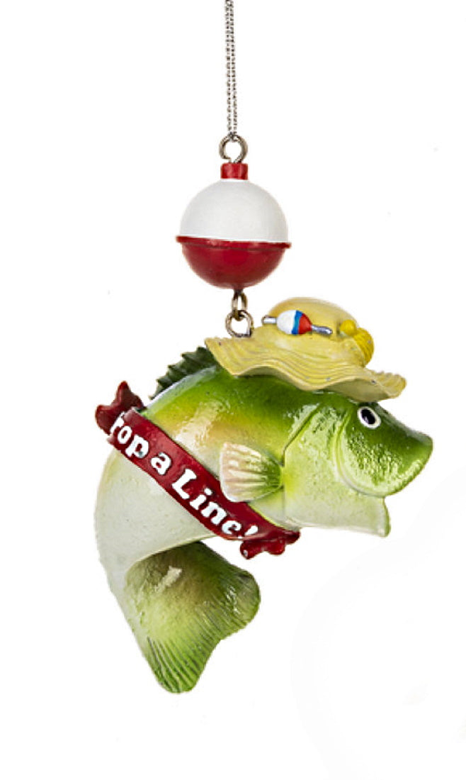 Whimsical Fishing Ornament - Drop a Line - The Country Christmas Loft