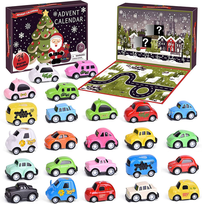 Christmas Advent Calendar 24 Pull Back Car Toys Party Favor - The Country Christmas Loft