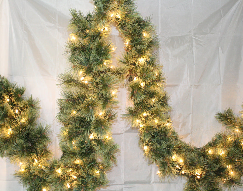 Ponderosa Pine Lighted Garland - 108 inches x 12 inches