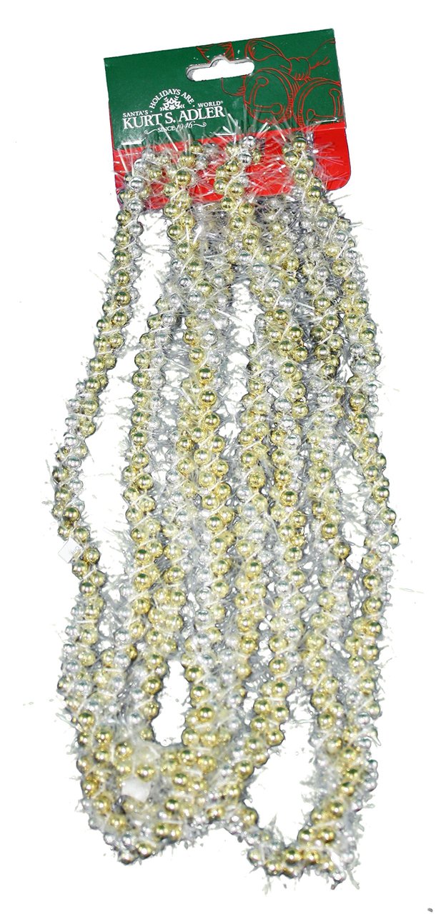 9' Gold/Silver Twisted Bead Garland - The Country Christmas Loft