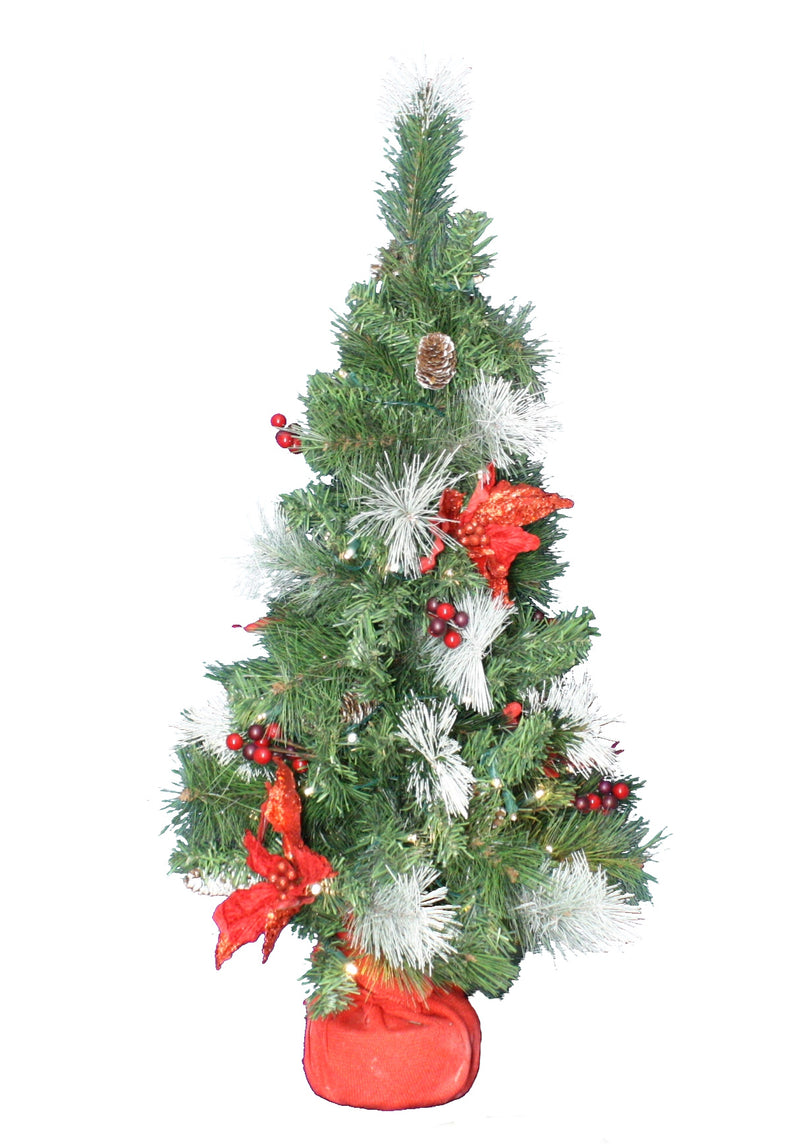 Lighted Poinsettia Tree - 36 Inch