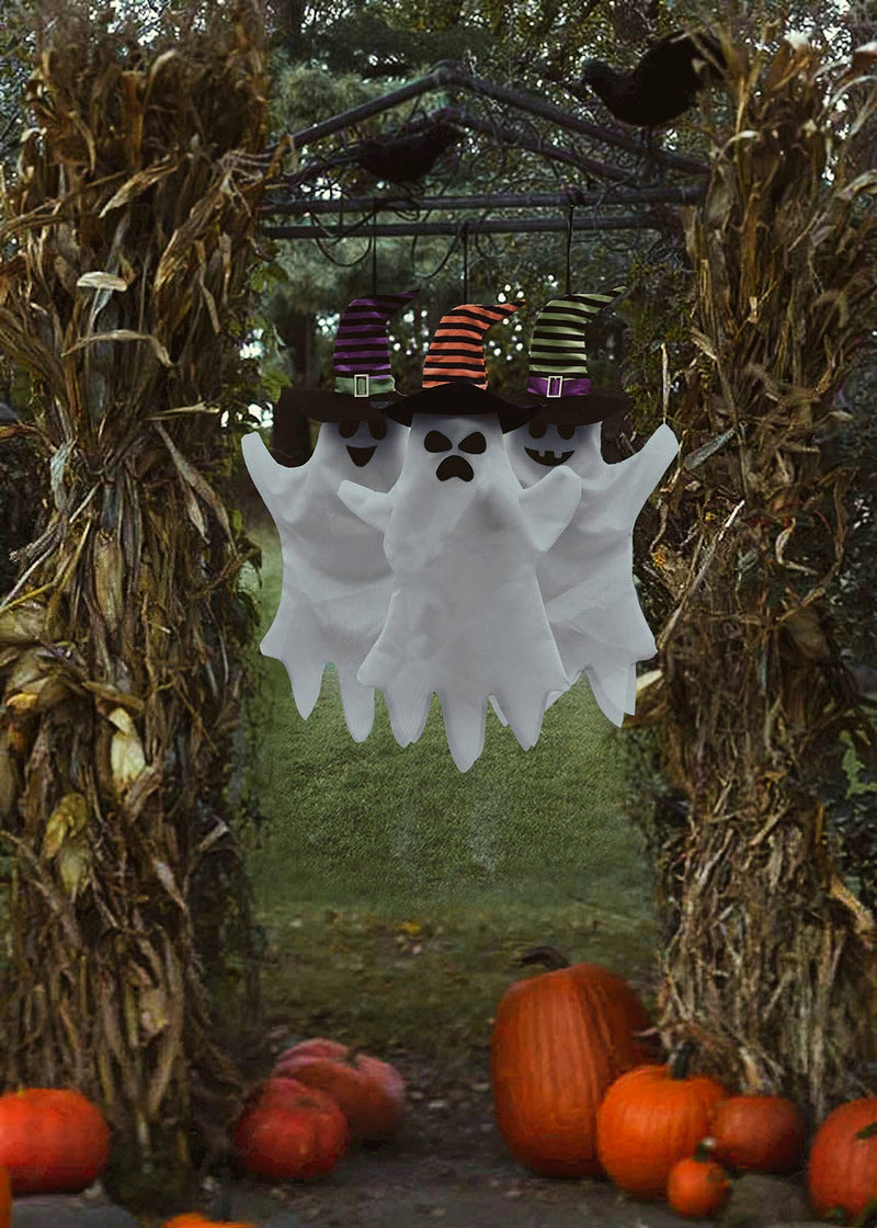 Halloween Hanging Ghost with Witch Hat Outdoor Decor - The Country Christmas Loft