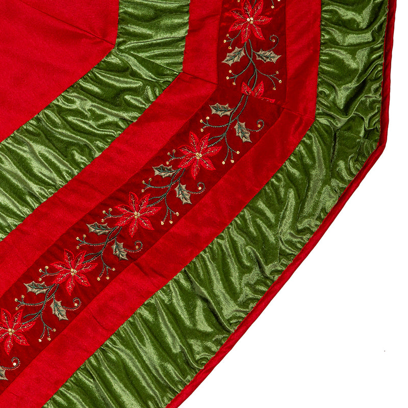 Embroidered Gathered Border Tree Skirt - 72 Inches