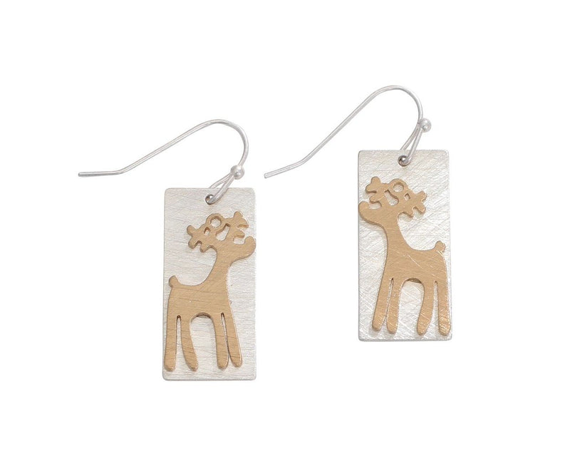 2-tone Reindeer Rectangles - Earrings