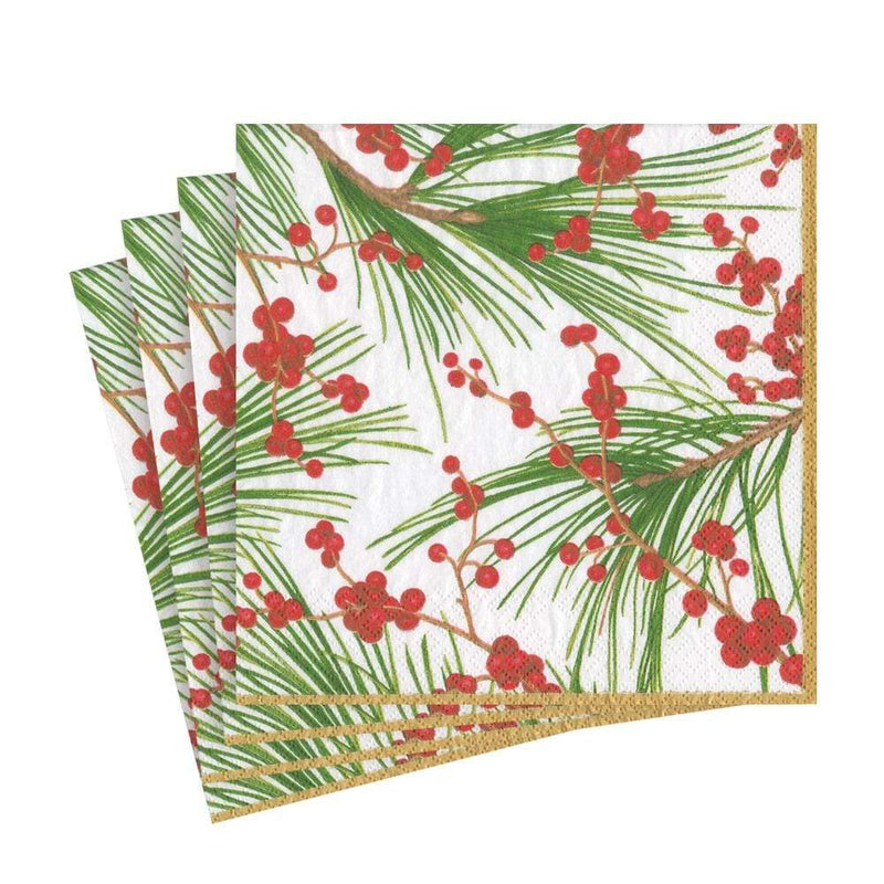 Berries and Pine Paper Luncheon Napkins - The Country Christmas Loft