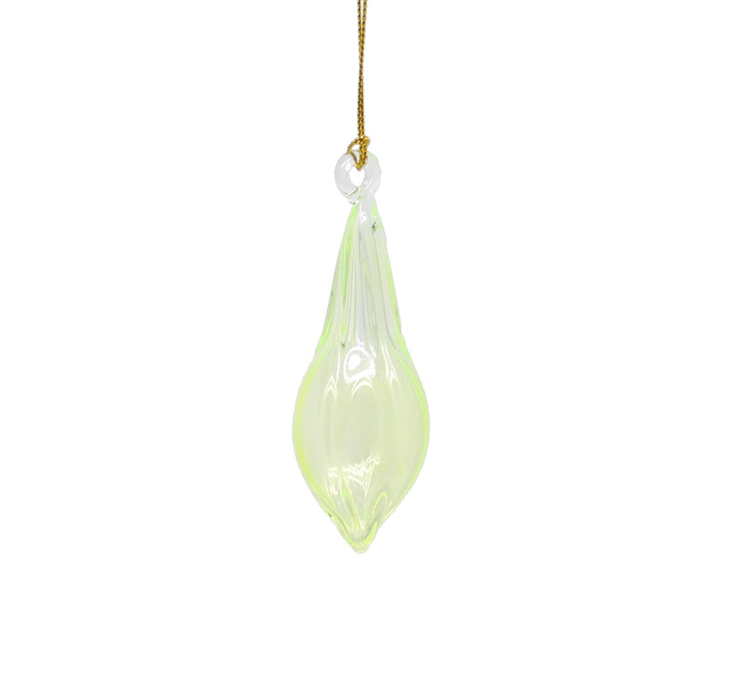 Blown Glass Teardrop Ornament - Mint - Mid Bulge