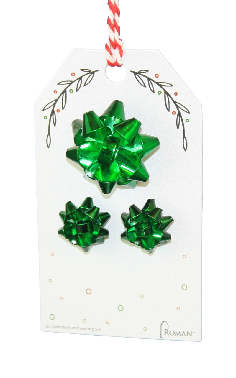 Holiday Bow Earring and Pendant Set - - The Country Christmas Loft