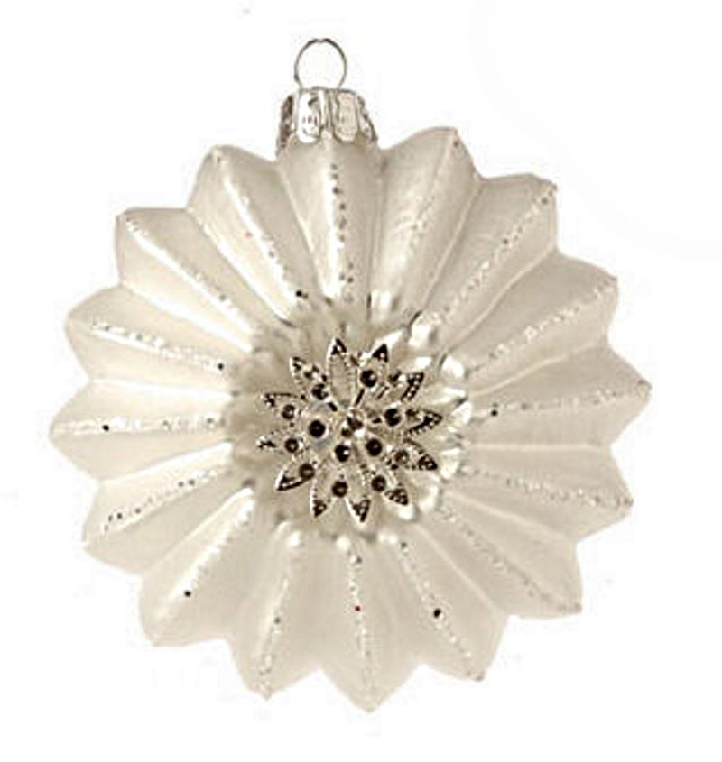 Glittered Star Glass Ornament White - The Country Christmas Loft