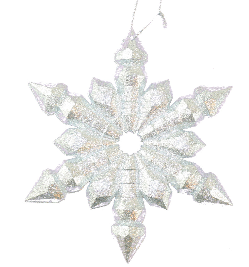 Silver Glittered Snowflake Ornament - The Country Christmas Loft