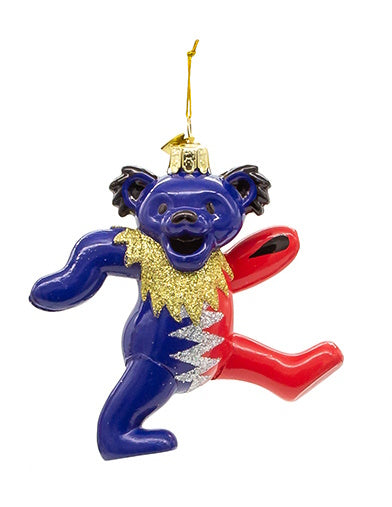 Glass Grateful Dead Bear Ornament -