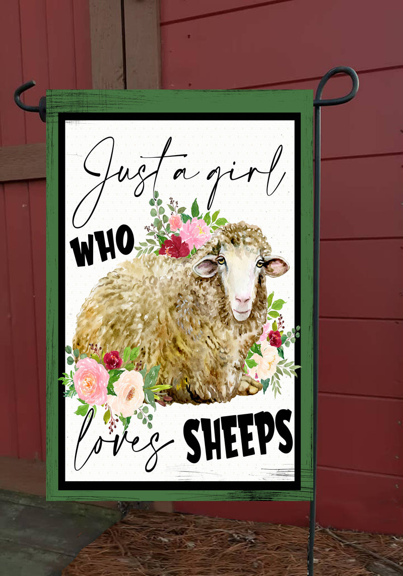 Girl Loves Sheep Garden Flag - The Country Christmas Loft