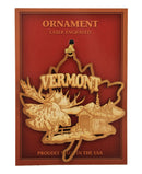 Wooden Laser Ornament - Maple Leaf Scene - The Country Christmas Loft