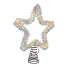 Warm White LED Silver Tinsel Star Treetop - 12 Inch