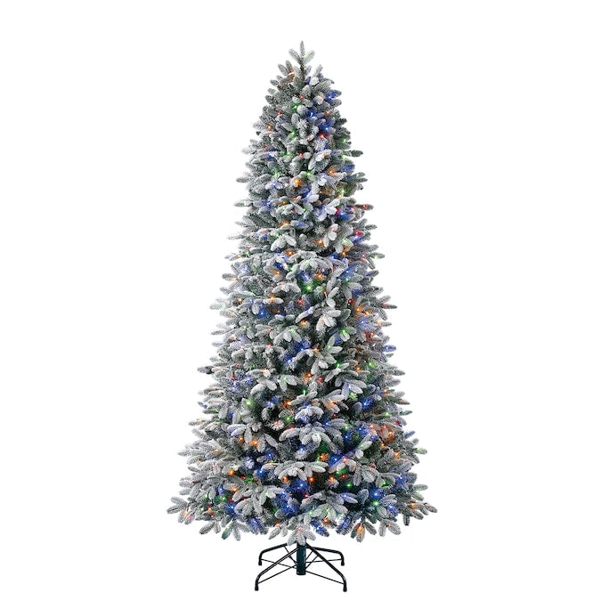 7.5-ft Pre-lit Flocked Artificial Christmas Tree 600 Color Changing Color Changing LED Lights - The Country Christmas Loft