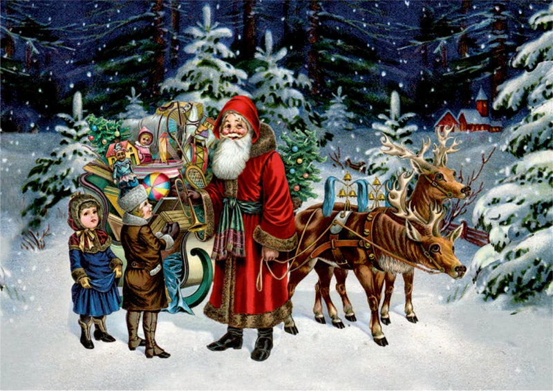 Miniature Nostalgic Advent Calendar Card - Woodland Father Christmas