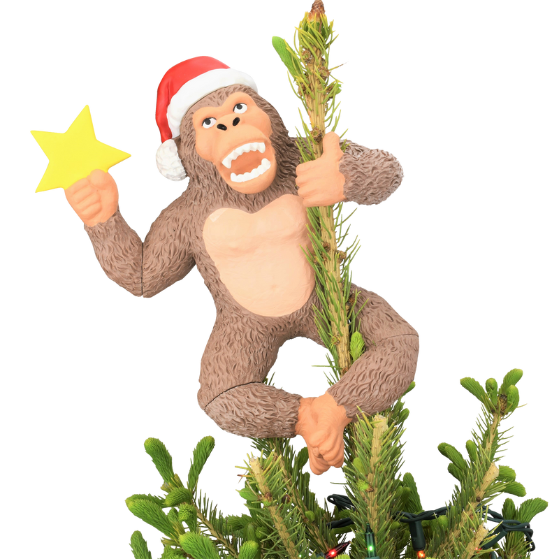 King Kong Climbing The Tree Funny Christmas Tree Topper - The Country Christmas Loft