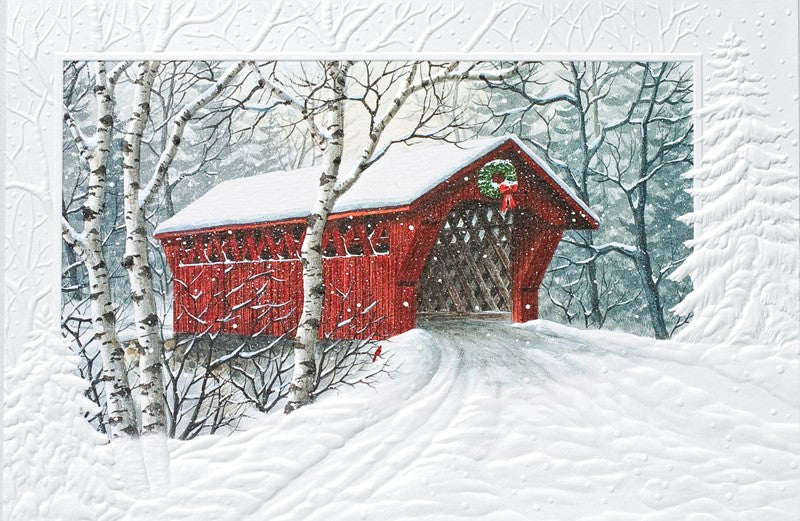 Red Covered Bridge  Boxed Cards - The Country Christmas Loft