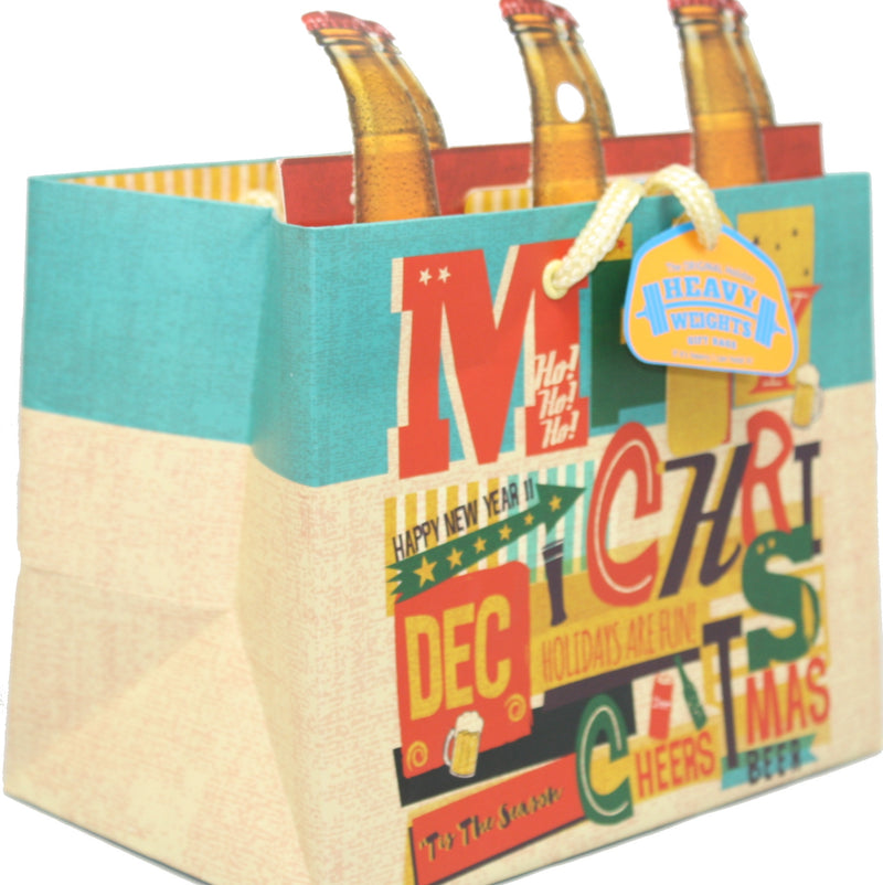 Heavyweight Gift Bag for 6-packs -Merry Christmas Cheers - The Country Christmas Loft