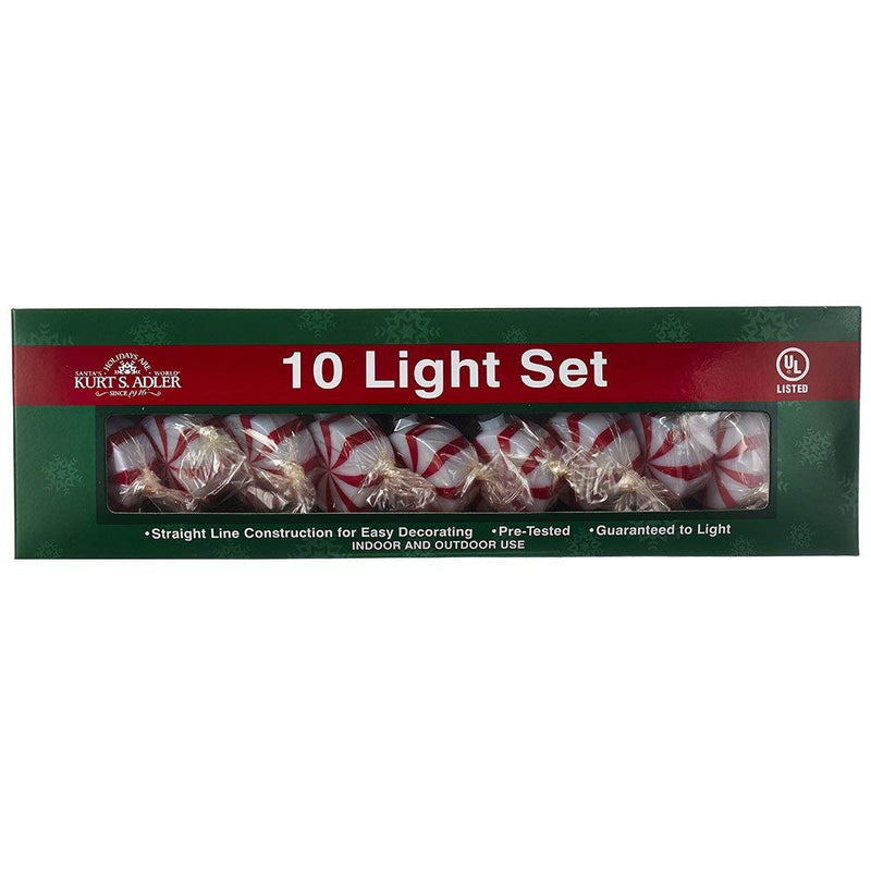 Kurt Adler 10-Light Red Peppermint Candy Light Set - The Country Christmas Loft